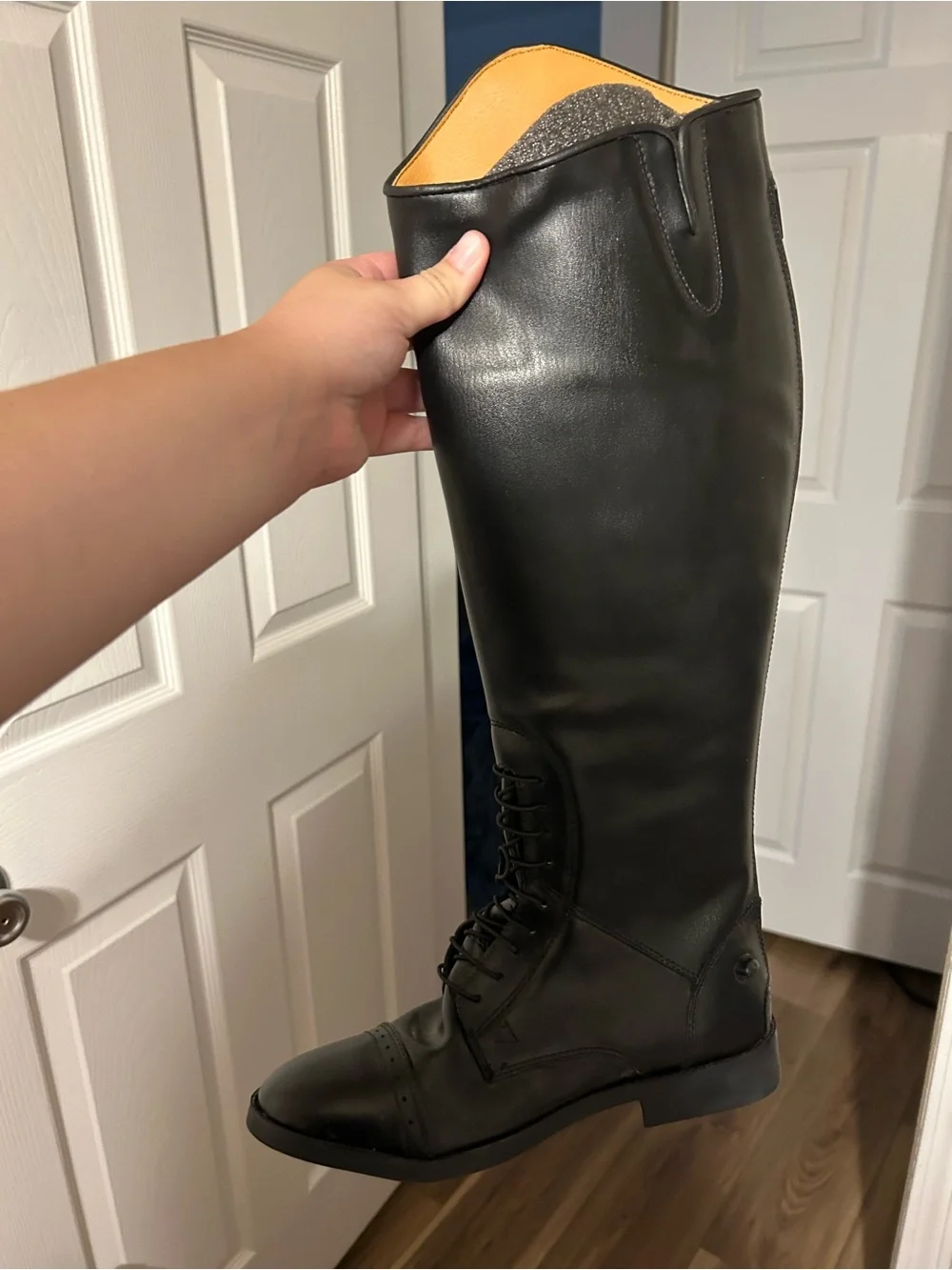 Tall Black Lace-Up Riding Boots - Women